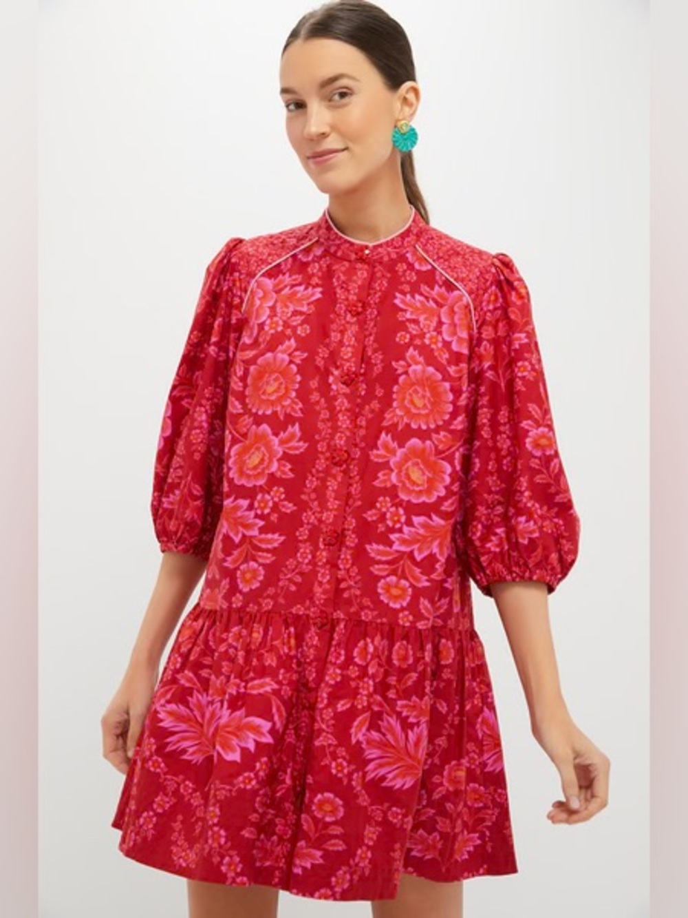 FARM RIO floral Red Olivia Mini Dress
